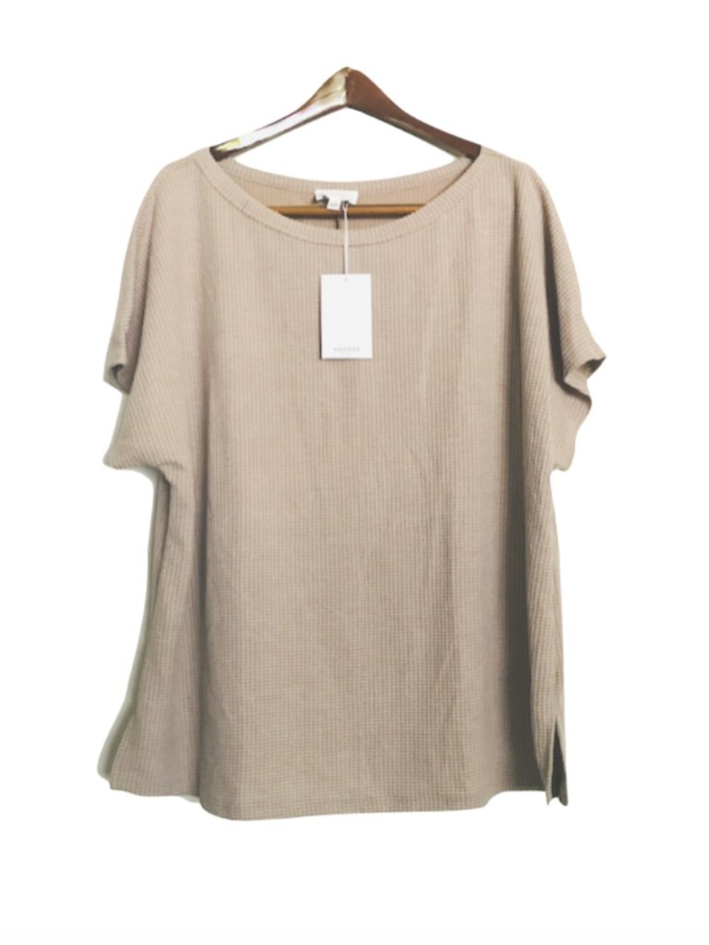 Andree By Unit mocha cream waffle knit top size 2X